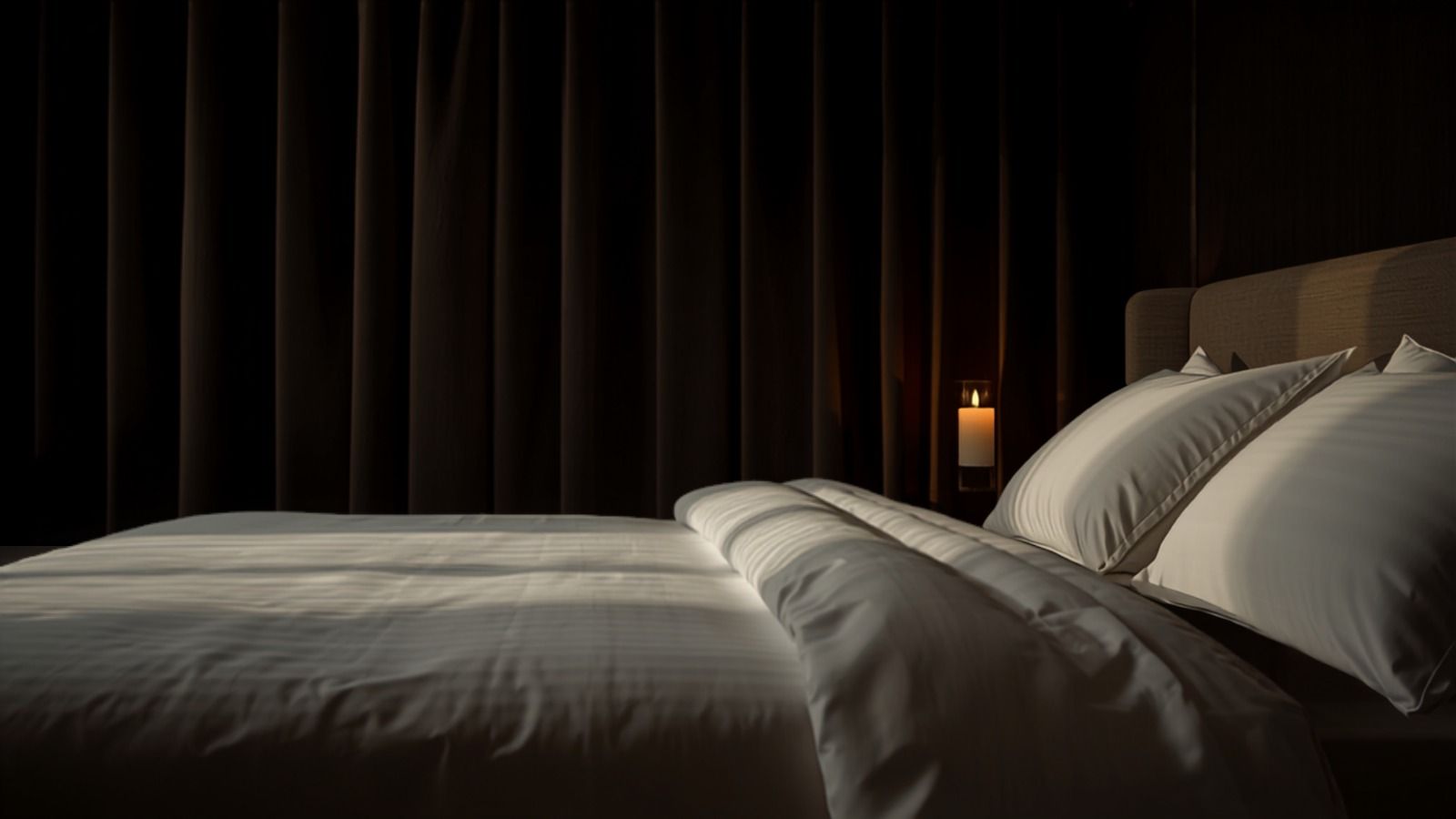 Suite paisible, lit impeccable et bougie allumée